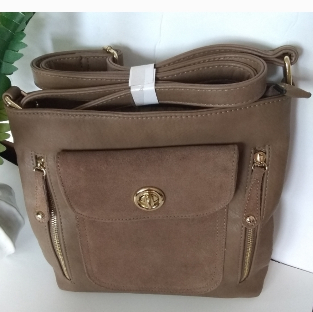 Simple Noelle Faux Leather Crossbody 10x10 Inches New